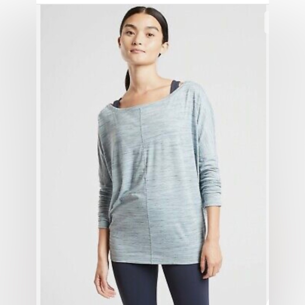 ATHLETA Space Dye Essence Flow Printed Top, Size Small